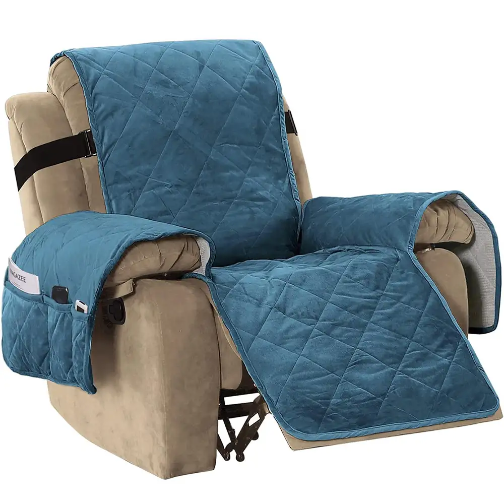 Smarcute 1 Seater Velvet Recliner Chair Cushion With Elastic Straps