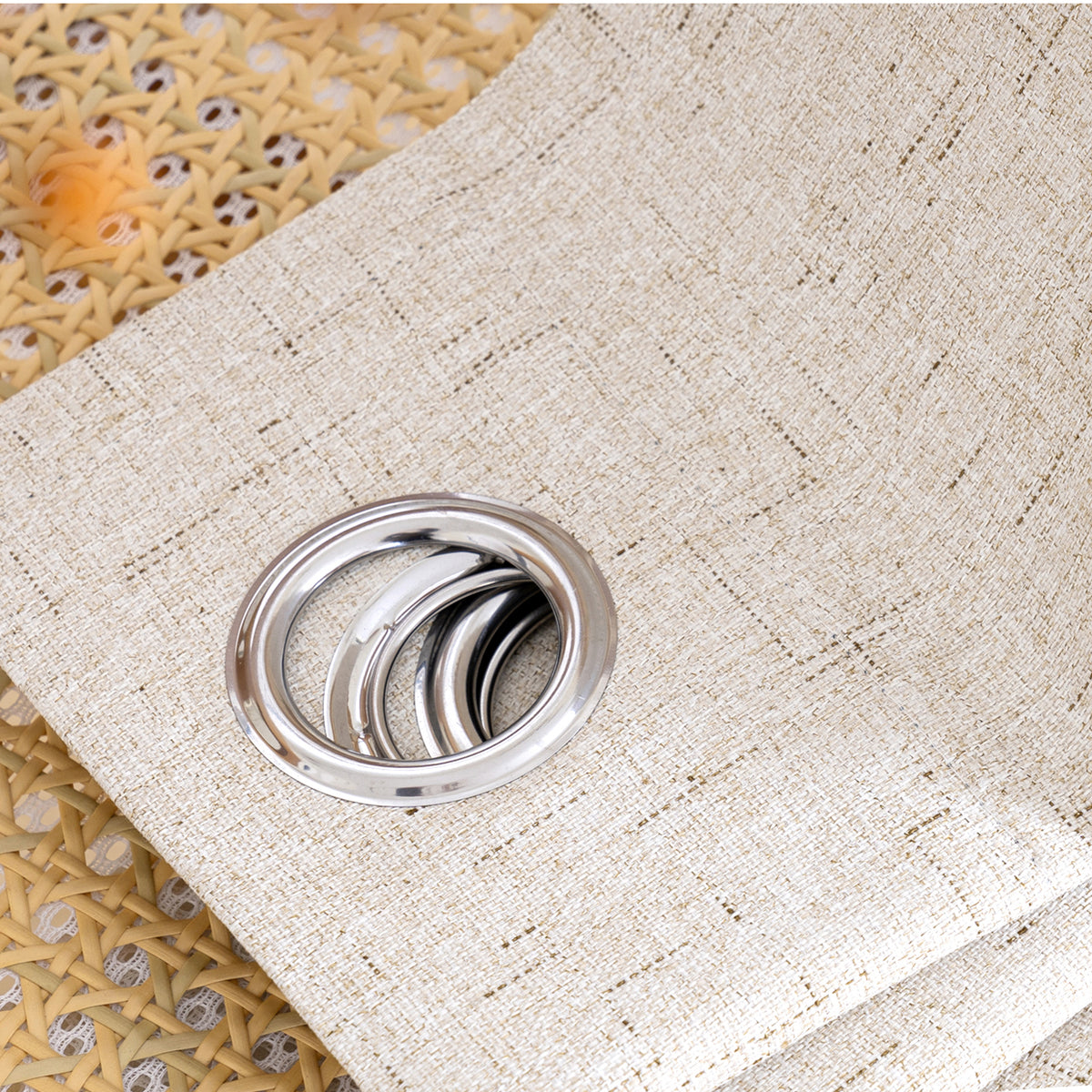 Smarcute Blockout Faux Linen Grommet Curtain - 2X 168x183cm