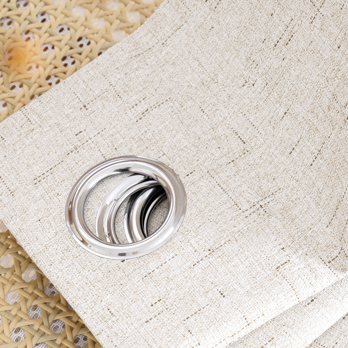 Smarcute Blockout Faux Linen Grommet Curtain - 2X 168x229cm