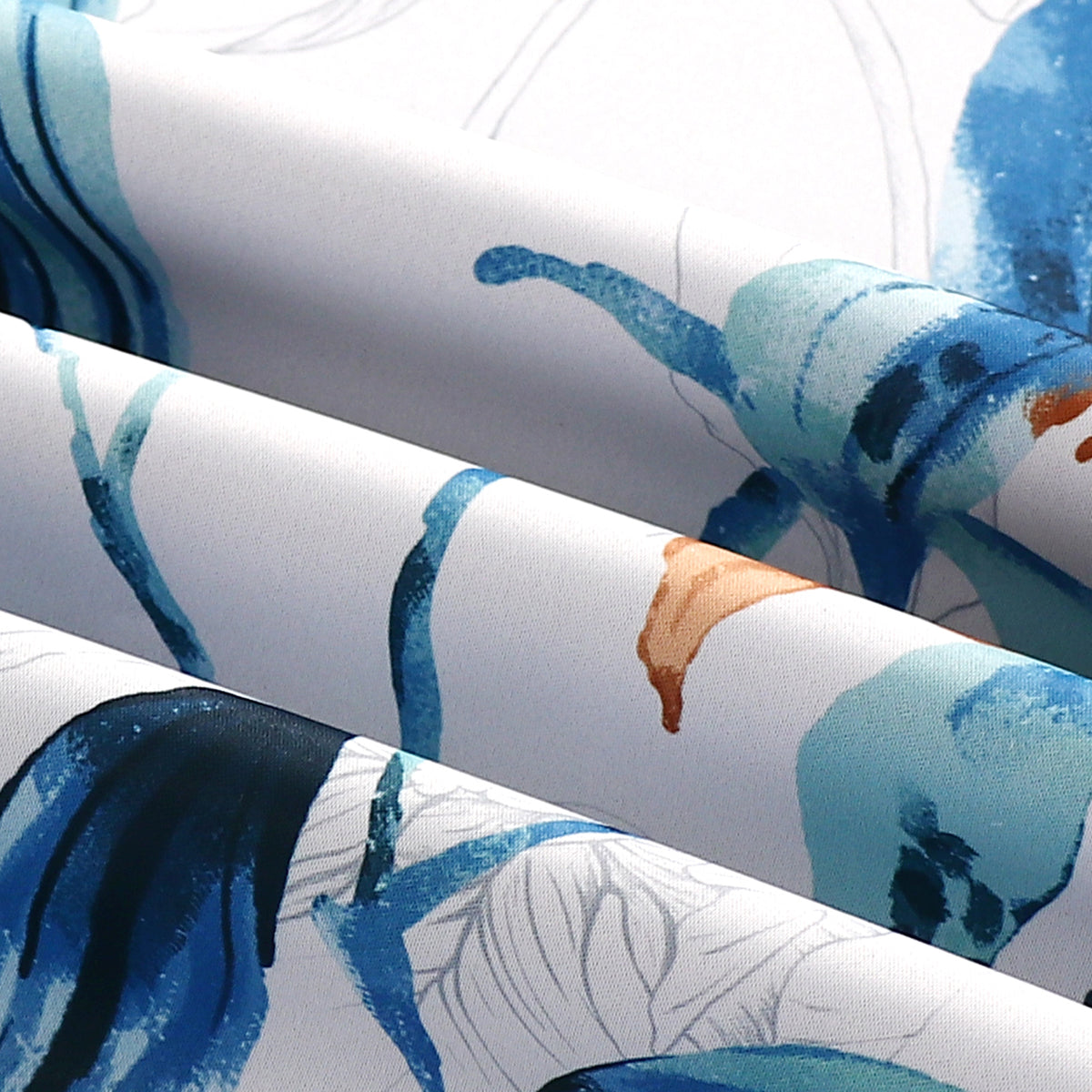 Smarcute Blockout Bella Vista Indigo Printed Grommet Curtain - 2X 132x243cm