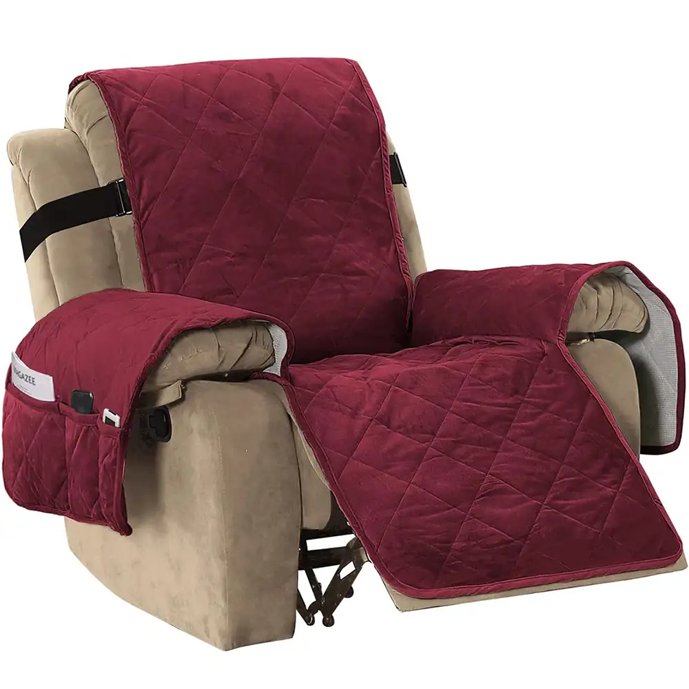 Smarcute 1 Seater Velvet Recliner Chair Cushion With Elastic Straps