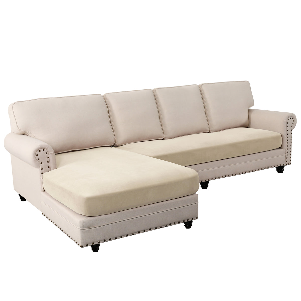 Smarcute 2 Piece Velvet Cushion Seat Covers for L Shape Sectional Sofa