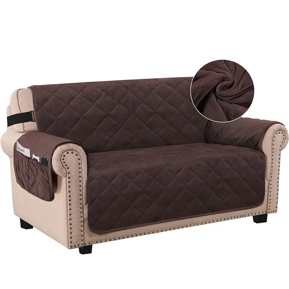 Smarcute 2 Seater Velvet Sofa Couch Cushion With Elastic Straps