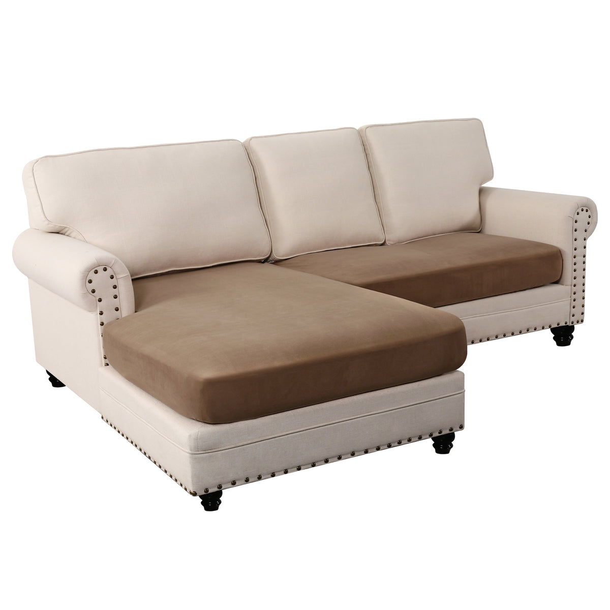 Smarcute 2 Piece Velvet Cushion Seat Covers for L Shape Sectional Sofa