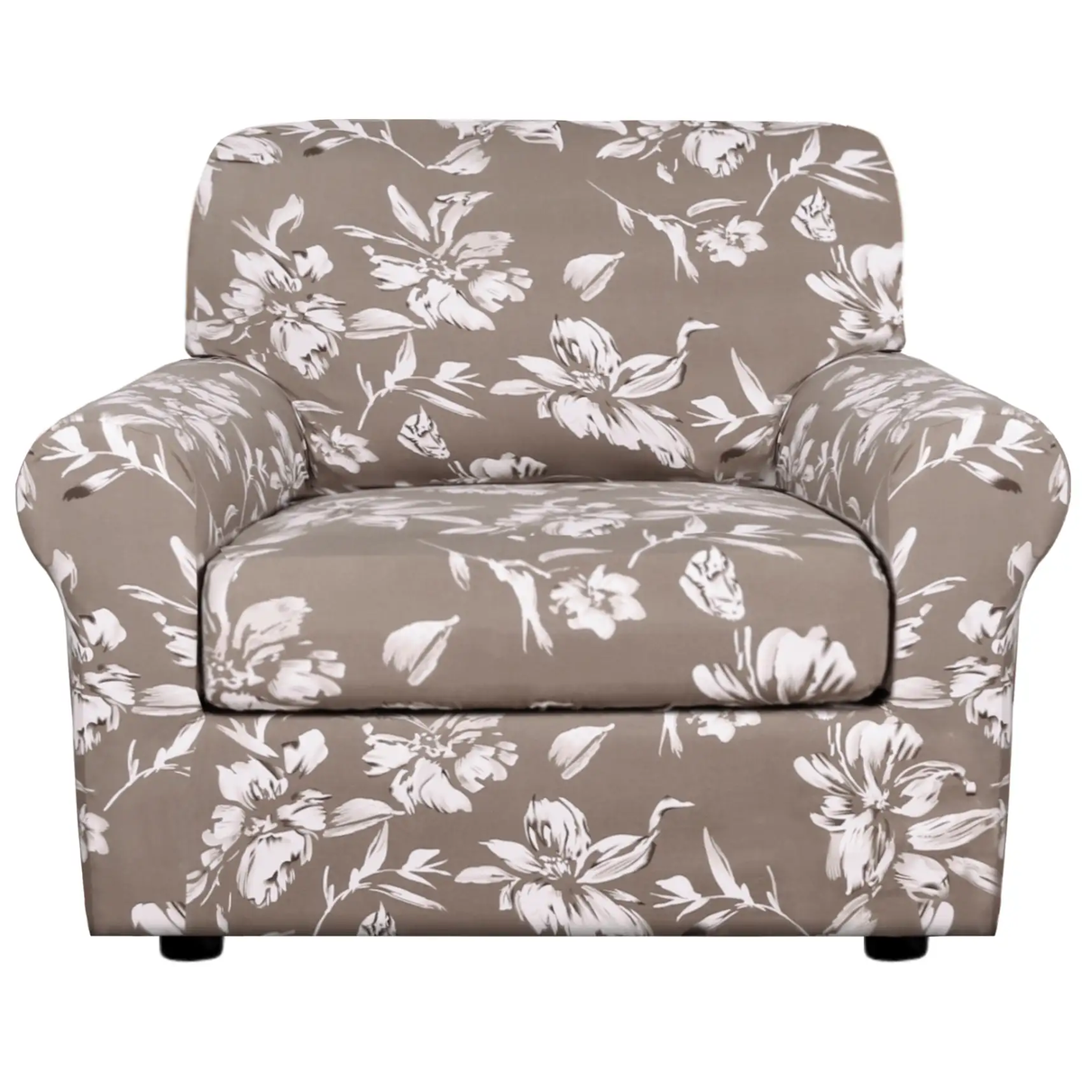 Smarcute 1 Seater Stretch Floral Pattern 2 Pieces Seperated Sofa Covers
