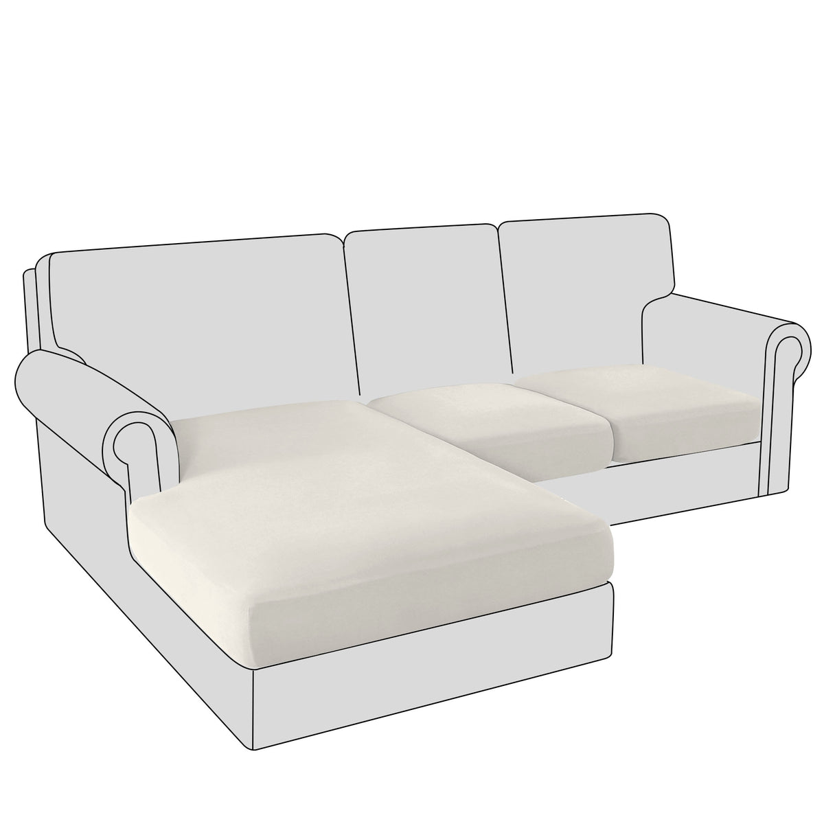 Smarcute 3 Pieces Sectional Sofa Couch L-Shape Lounge Cushion Seat Cover