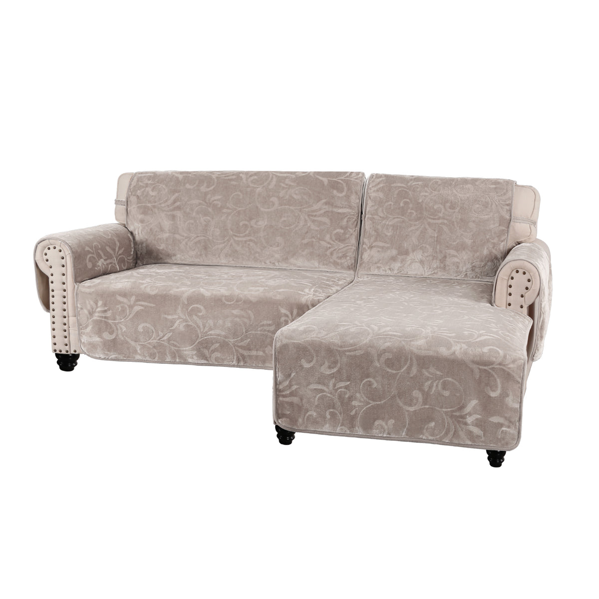 Smarcute Waterproof 2 Pieces Sectional L-shaped Velvet Sofa Lounge Cover