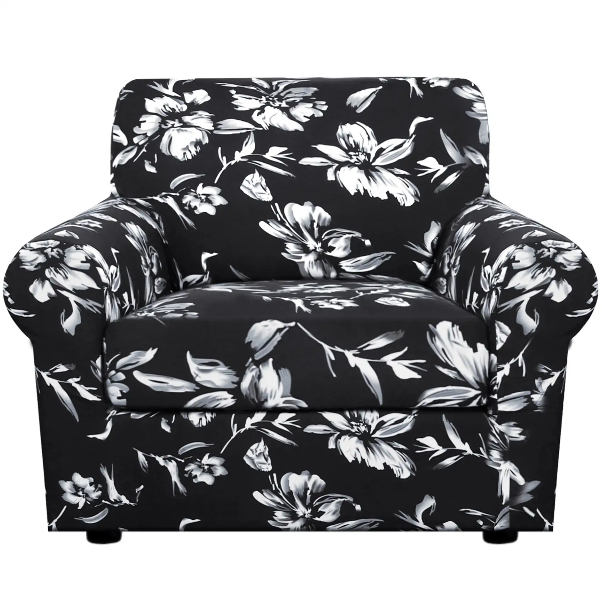 Smarcute 1 Seater Stretch Floral Pattern 2 Pieces Seperated Sofa Covers