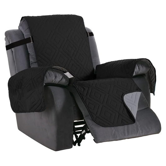 Smarcute 1 Seater Quilted Pet Friendly Recliner Chair Cover with Straps