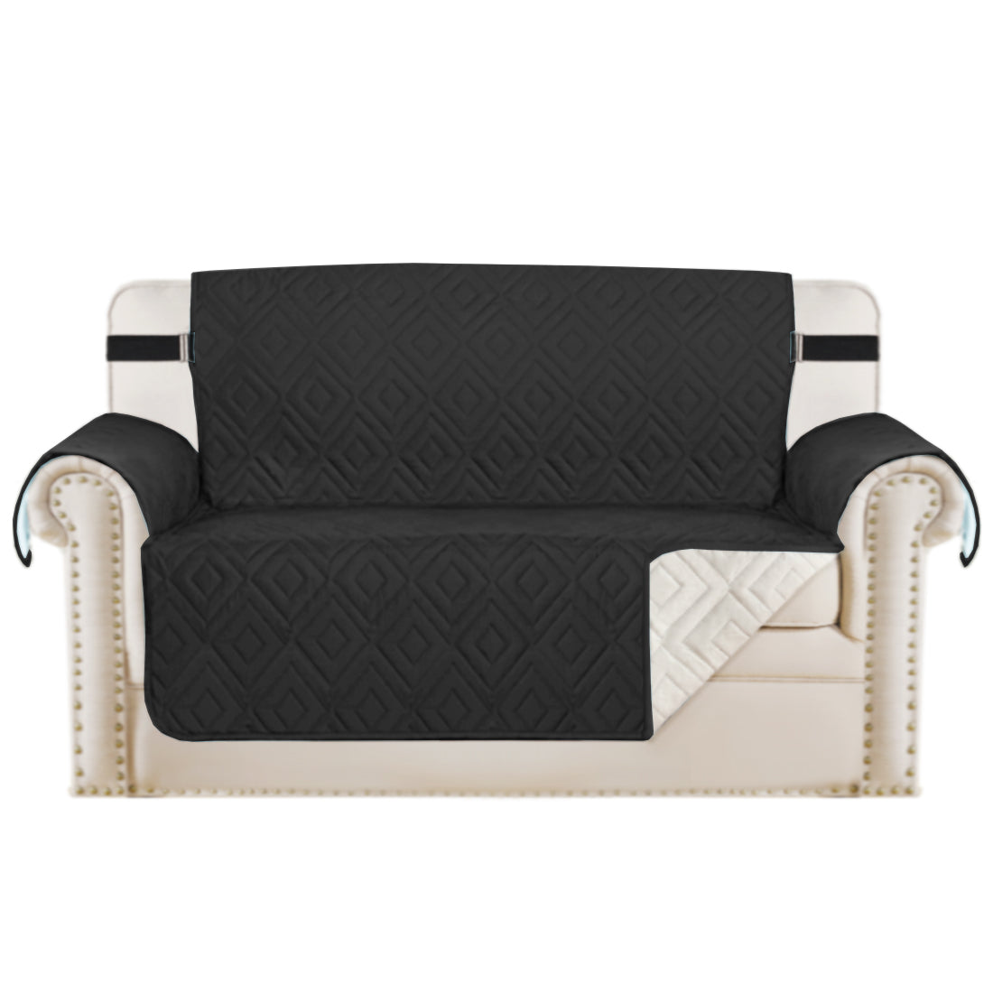 Smarcute 2 Seater Quilted Reversible Pet Friendly Sofa Cover with Straps
