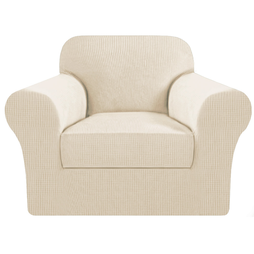 Smarcute 1 Seater 2-Piece Spandex Stretch Anti-Slip Sofa Cover