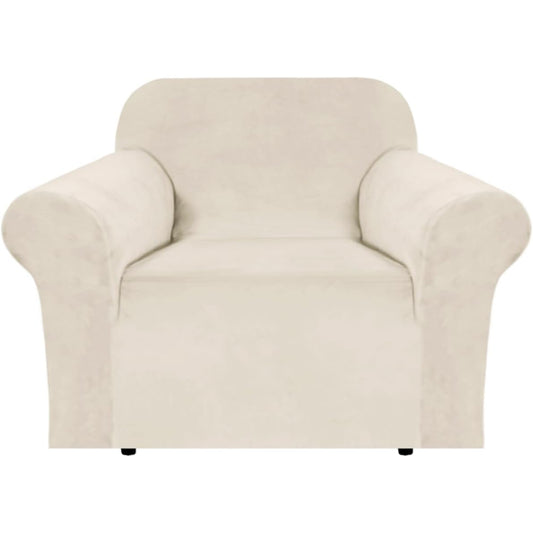 Smarcute 1 Seater Velvet Armchair Sofa Cover Stretch Thick Plush Fabric