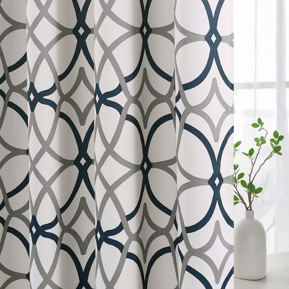 Smarcute Blockout Geo Printed Grommet Curtain - 2X 132x243cm