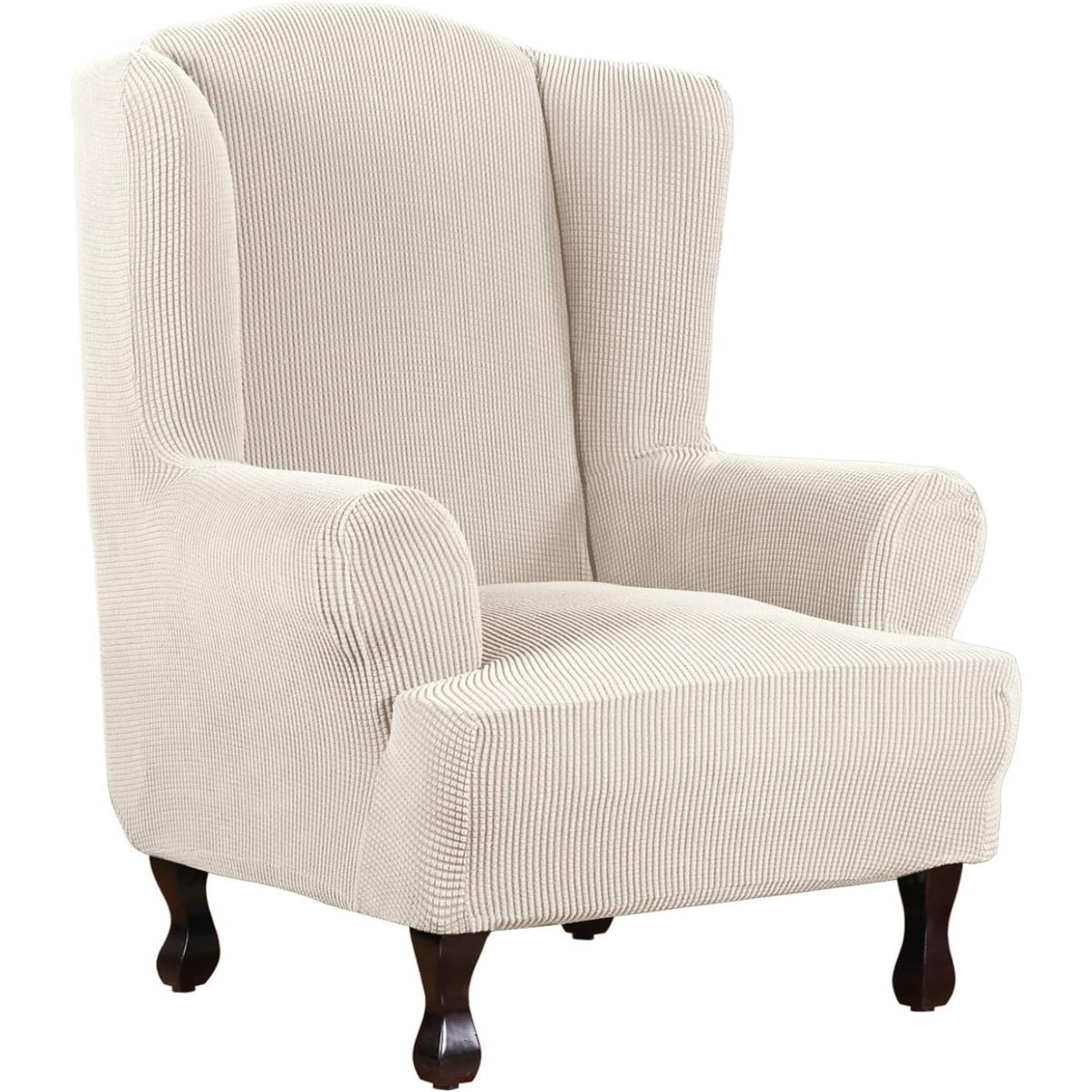 Smarcute Stretch Wing Chair Cover 1-Piece Non Slip Jacquard Fabric
