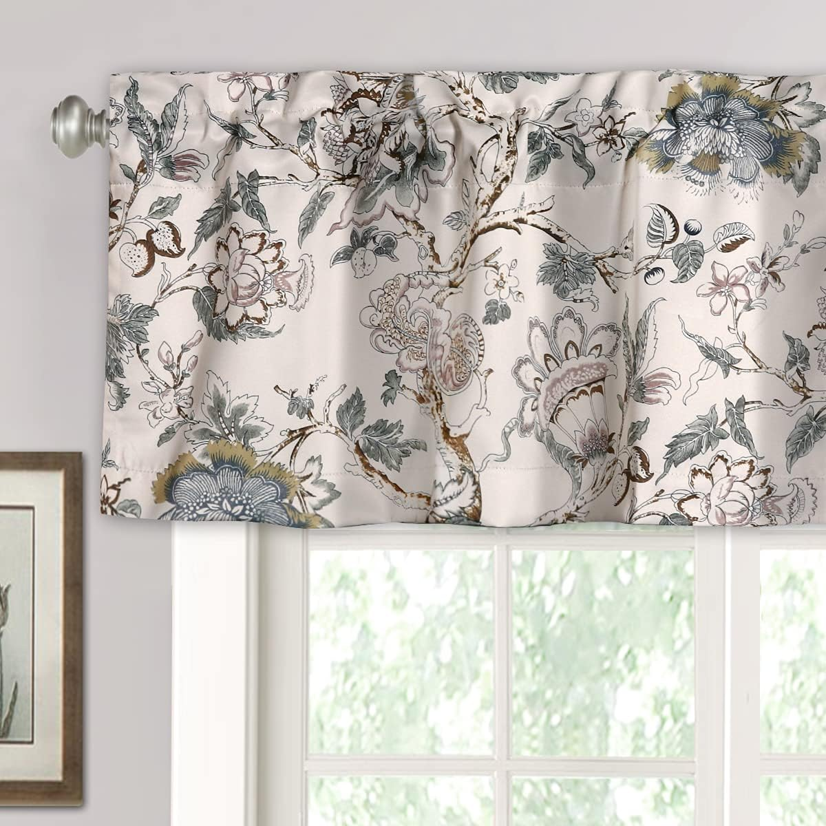 Smarcute Blockout Classic Floral Grommet Curtain - 2X 132x46cm