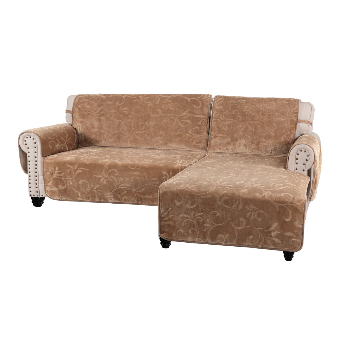 Smarcute Waterproof 2 Pieces Sectional L-shaped Velvet Sofa Lounge Cover