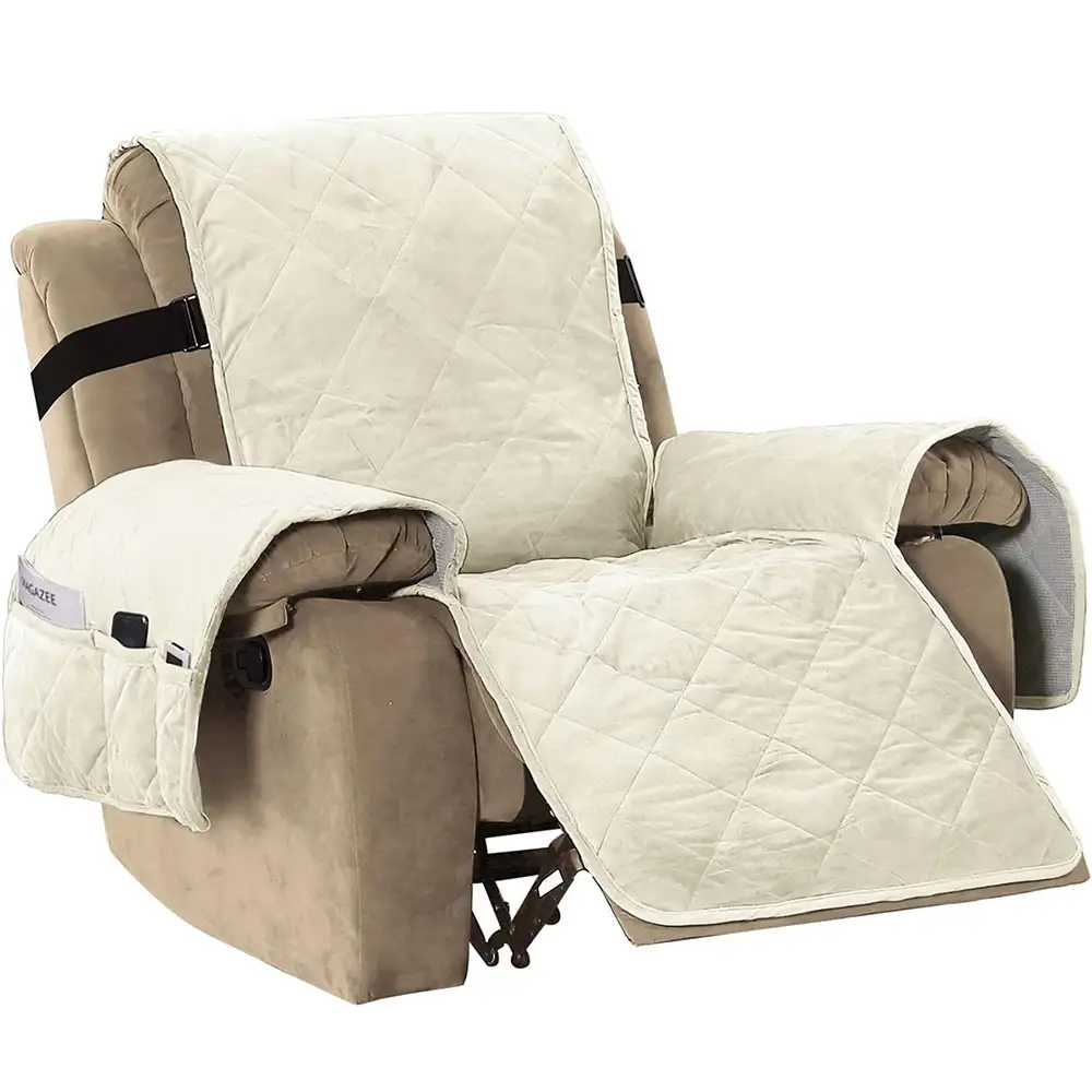 Smarcute 1 Seater Velvet Recliner Chair Cushion With Elastic Straps