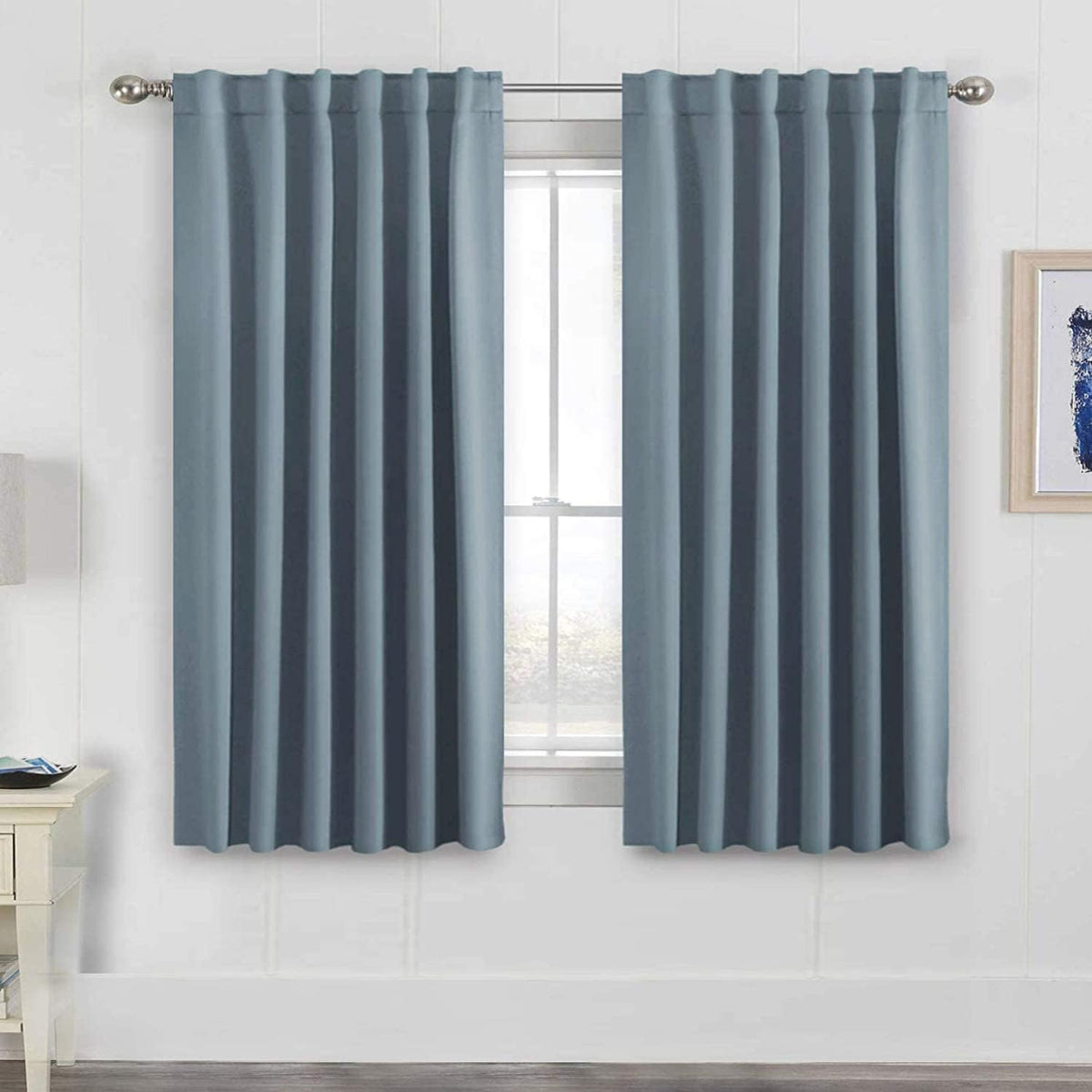 Smarcute Blockout Back Tab Solid Curtain - 2X 132x160cm