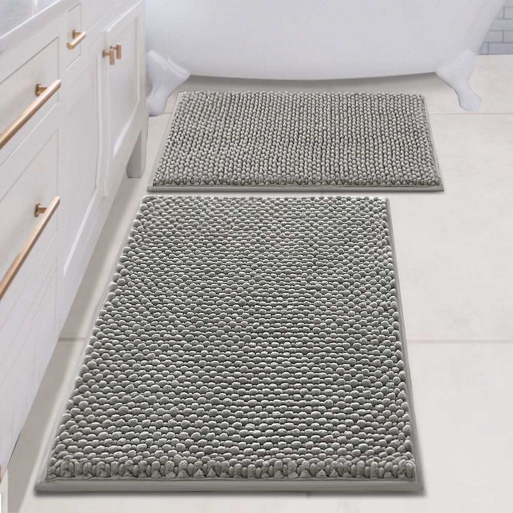 Smarcute Chenille Absorbent Bath Mat 2 Piece - 50x81cm & 43x61cm