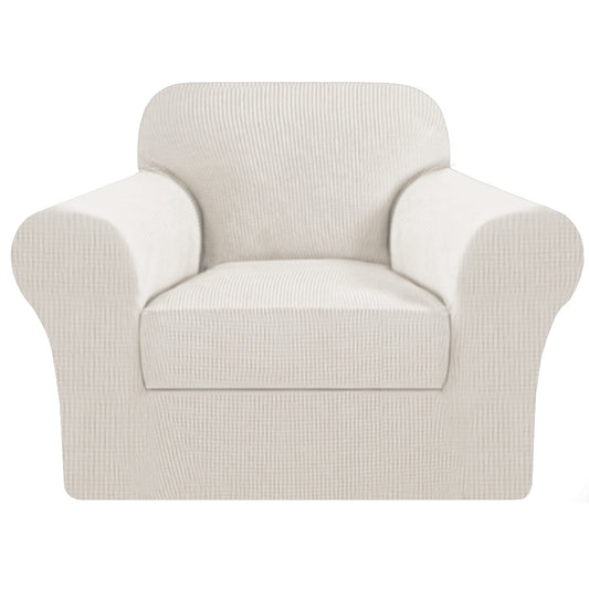 Smarcute 1 Seater 2-Piece Spandex Stretch Anti-Slip Sofa Cover