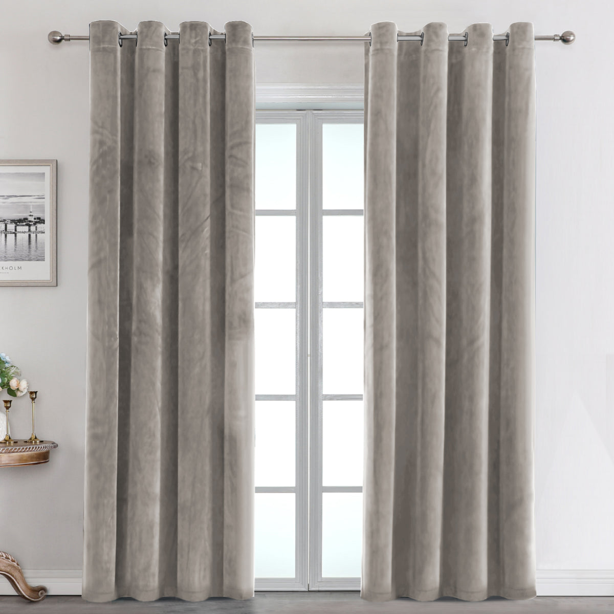 Smarcute Velvet Room Darkening Grommet Curtain - 2X 132x213cm