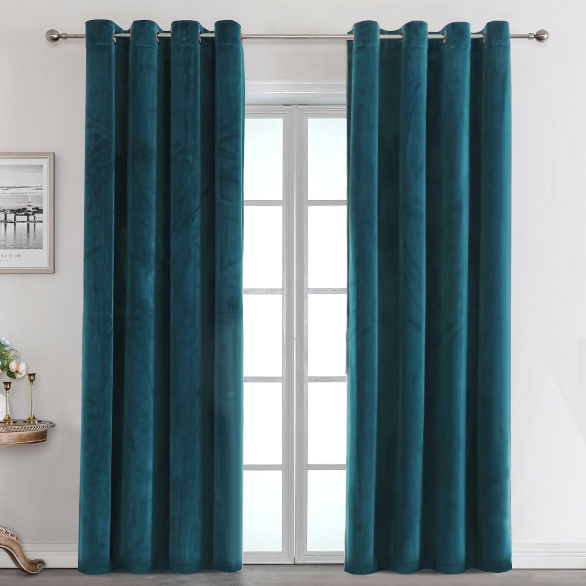 Smarcute Velvet Room Darkening Grommet Curtain - 2X 132x213cm