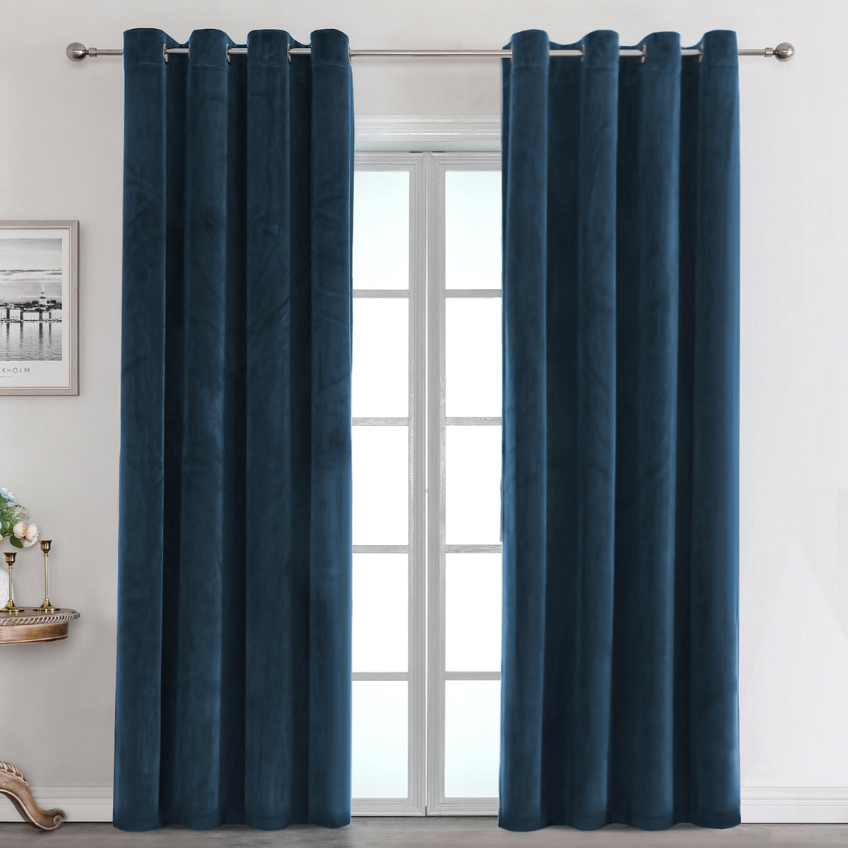 Smarcute Velvet Room Darkening Grommet Curtain - 2X 132x213cm