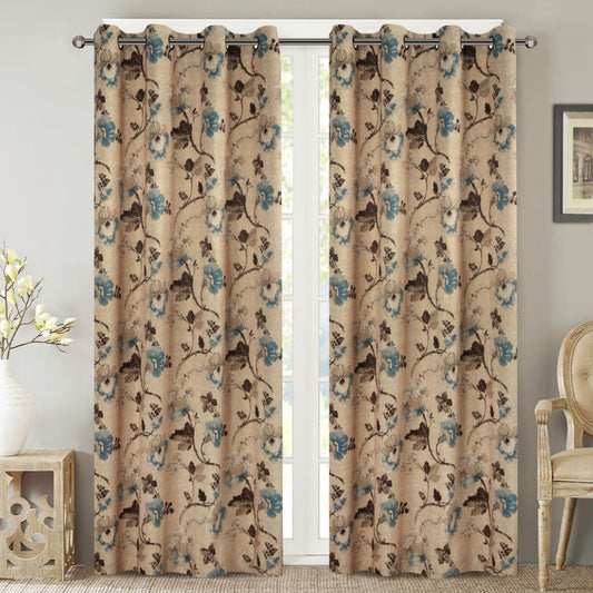 Smarcute Vintage Floral Printed Curtain - 2X 132x213cm