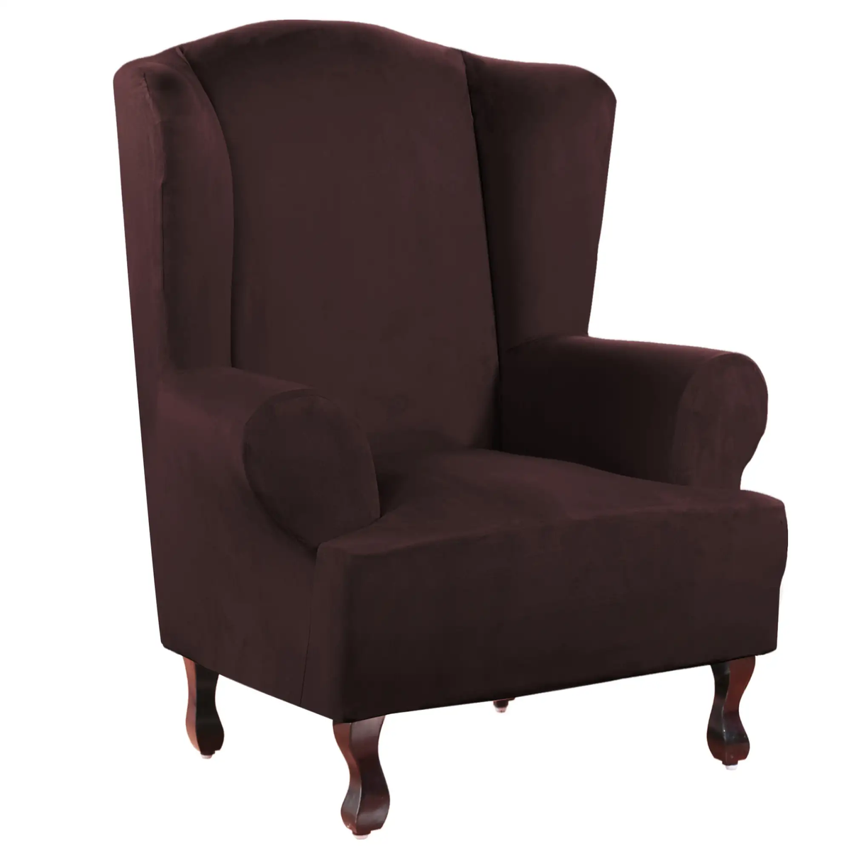 Smarcute Suede Wing Chair Cover Stretch Thick Sofa Slipcover