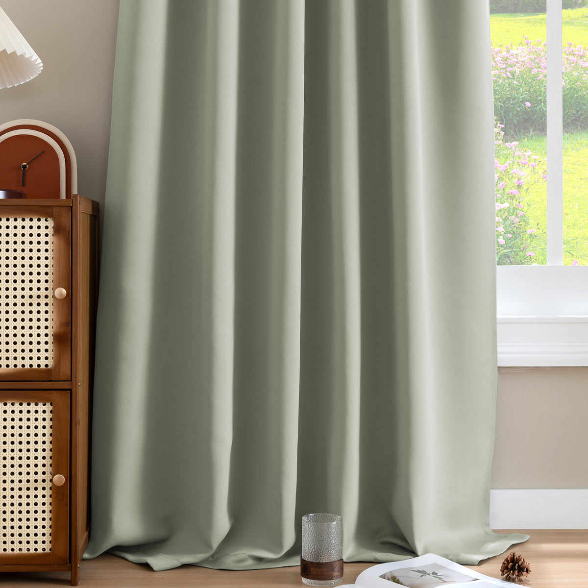 Smarcute Blockout Back Tab Solid Curtain - 2X 132x213cm