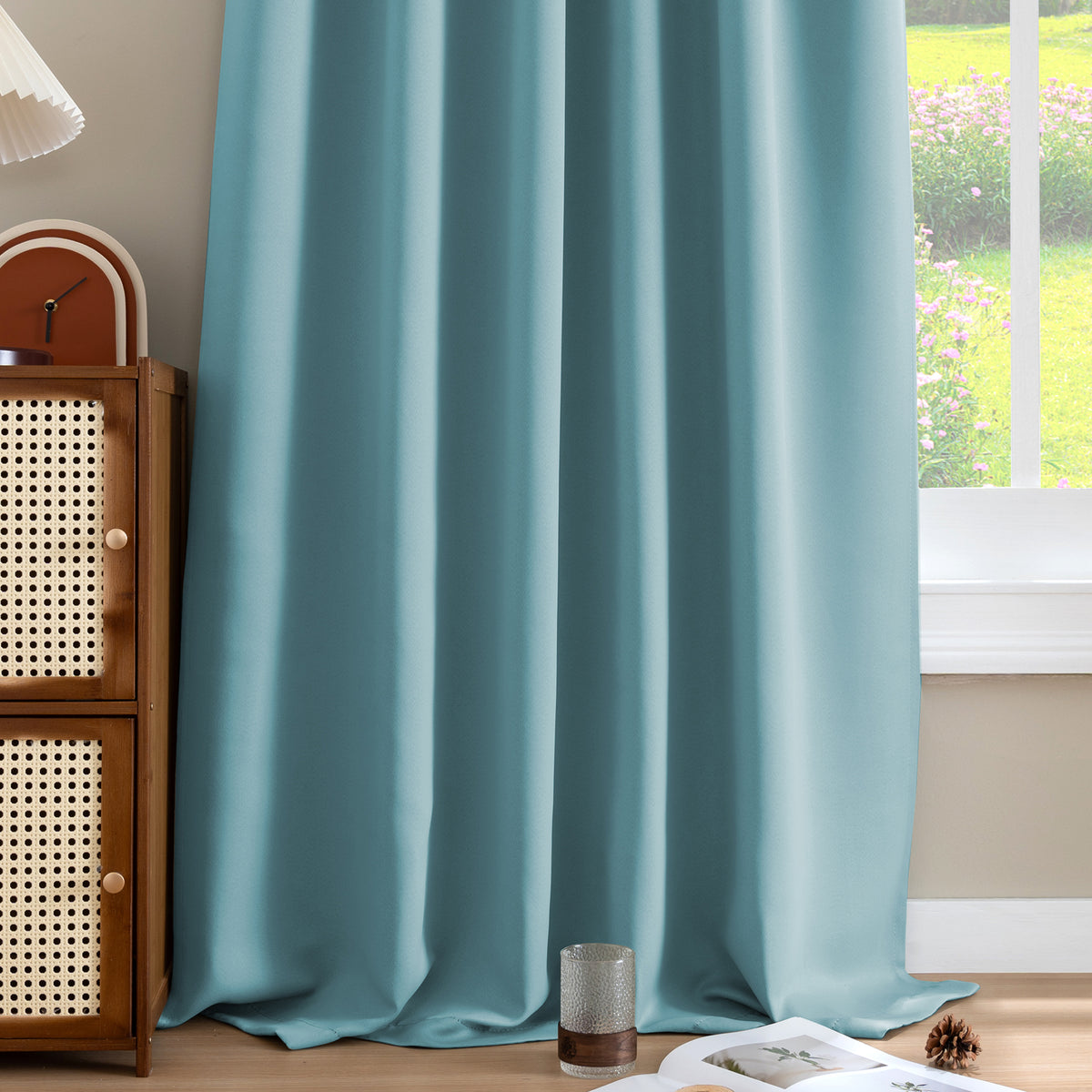 Smarcute Blockout Back Tab Solid Curtain - 2X 132x213cm