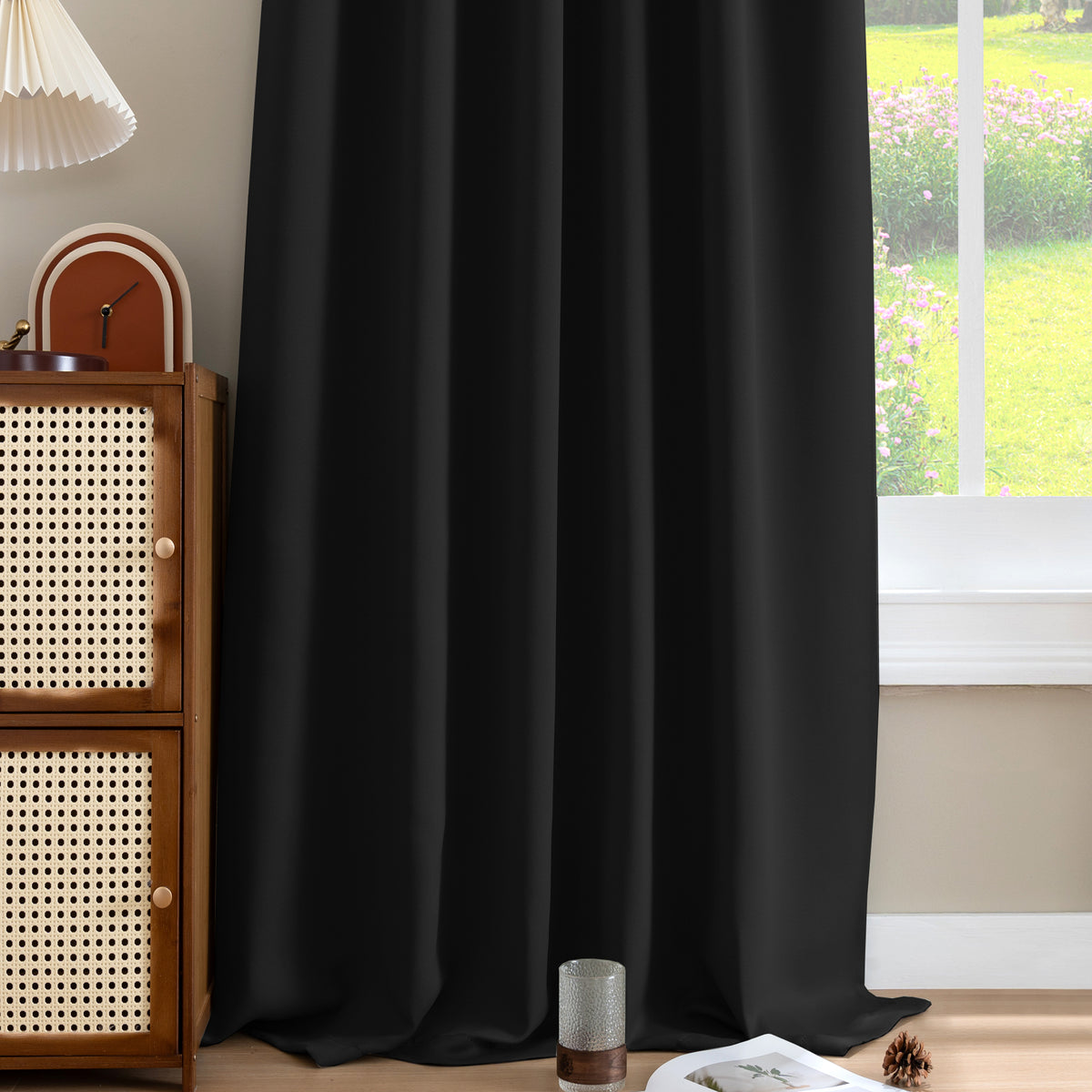 Smarcute Blockout Back Tab Solid Curtain - 2X 132x160cm