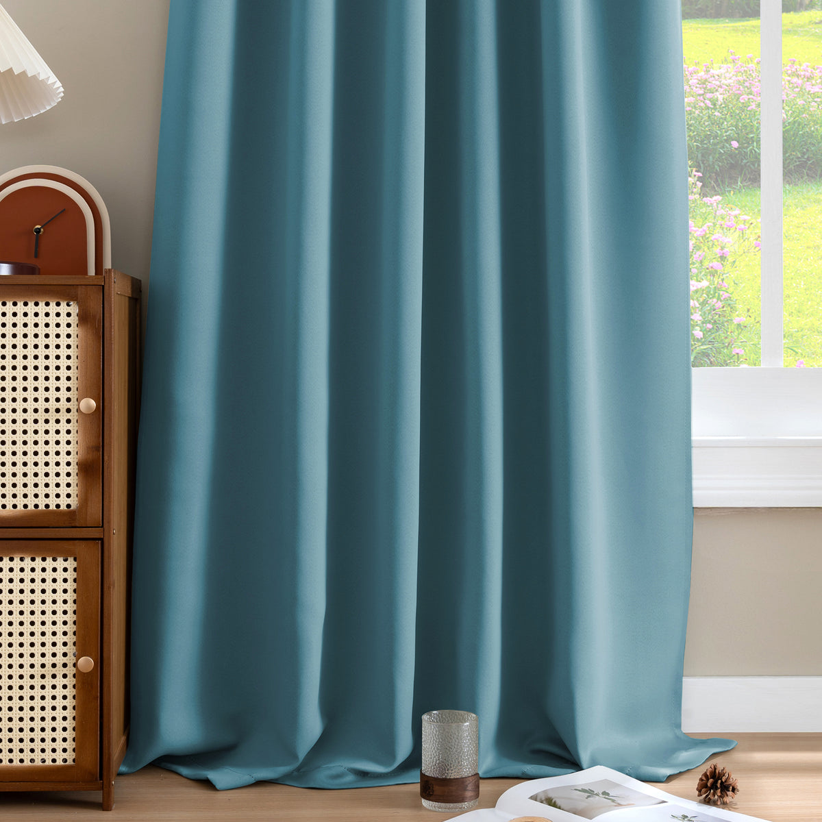 Smarcute Blockout Back Tab Solid Curtain - 2X 132x160cm