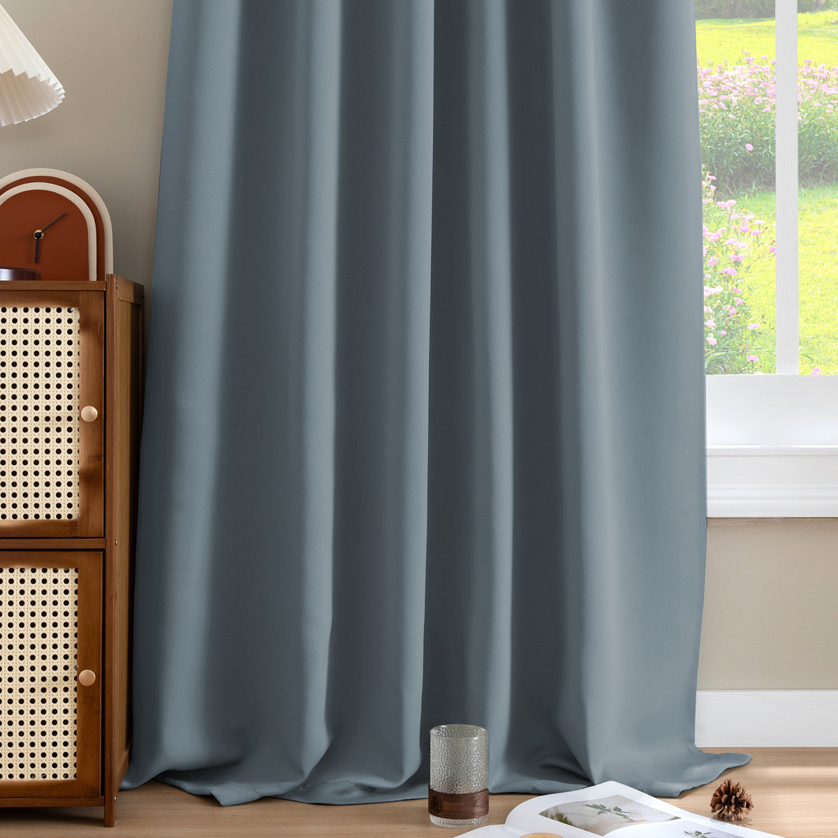 Smarcute Blockout Back Tab Solid Curtain - 2X 132x160cm