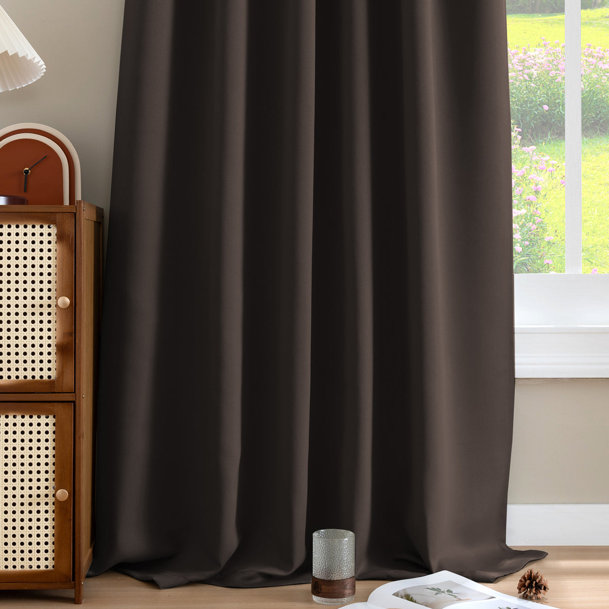 Smarcute Blockout Back Tab Solid Curtain - 2X 132x160cm