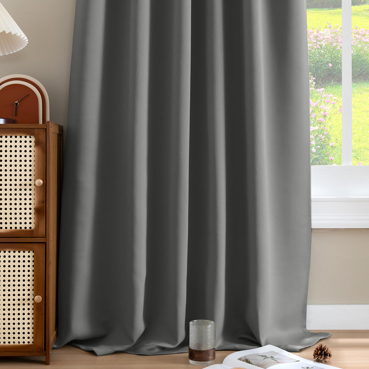Smarcute Blockout Back Tab Solid Curtain - 2X 132x160cm