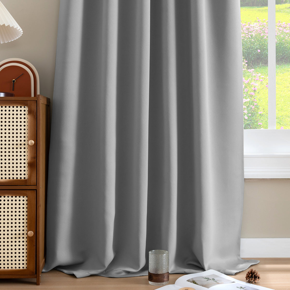 Smarcute Blockout Back Tab Solid Curtain - 2X 132x160cm