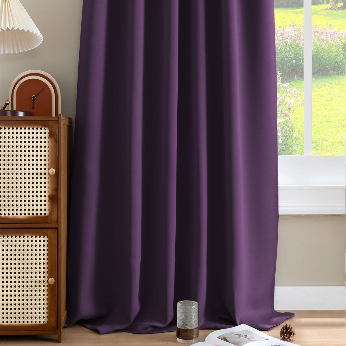 Smarcute Blockout Back Tab Solid Curtain - 2X 132x160cm