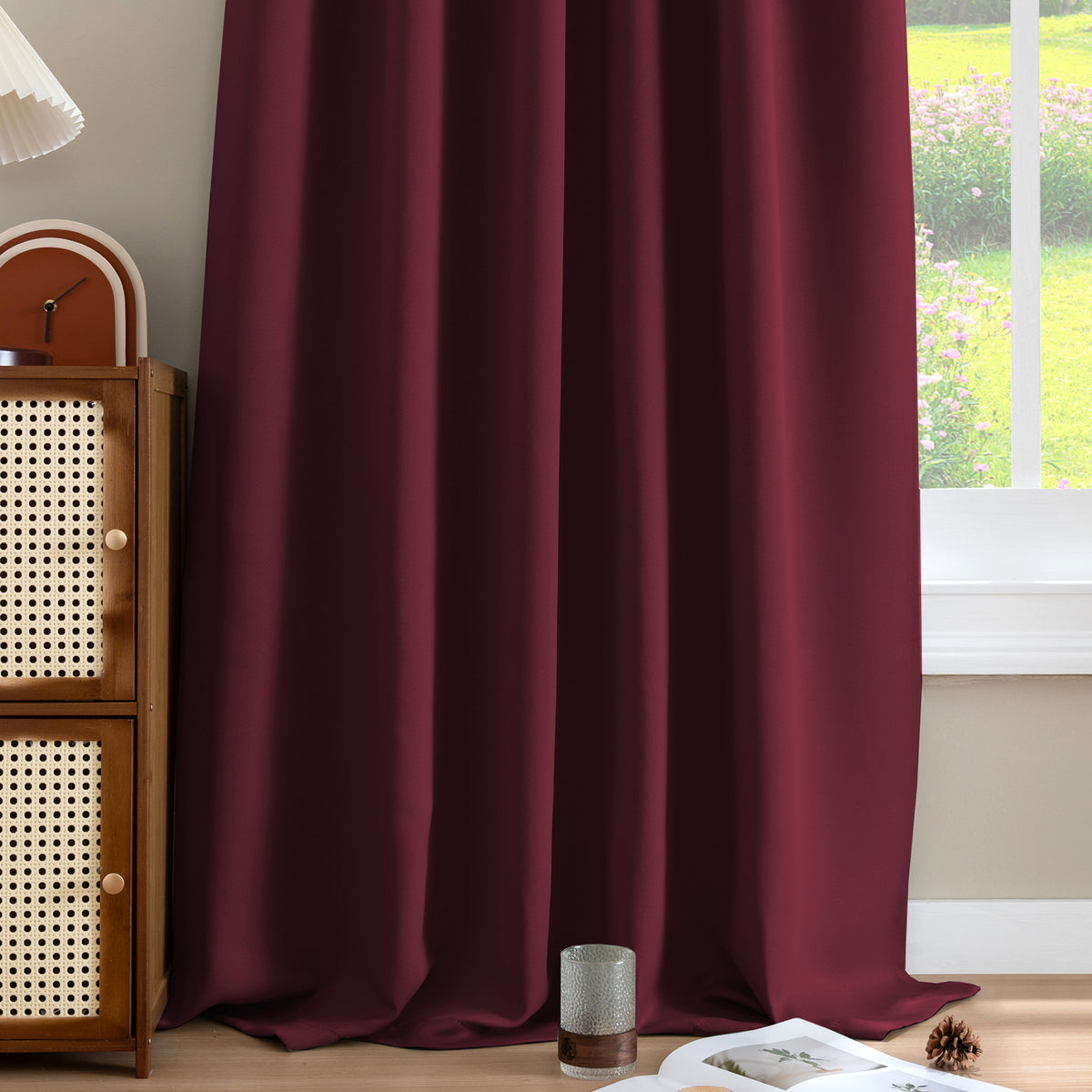 Smarcute Blockout Back Tab Solid Curtain - 2X 132x160cm