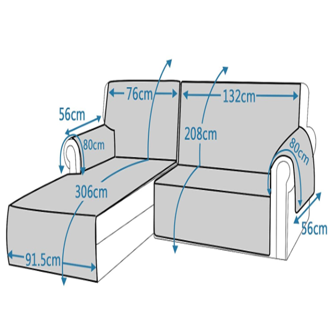 Smarcute Waterproof 2 Pieces Sectional L-shaped Velvet Sofa Lounge Cover