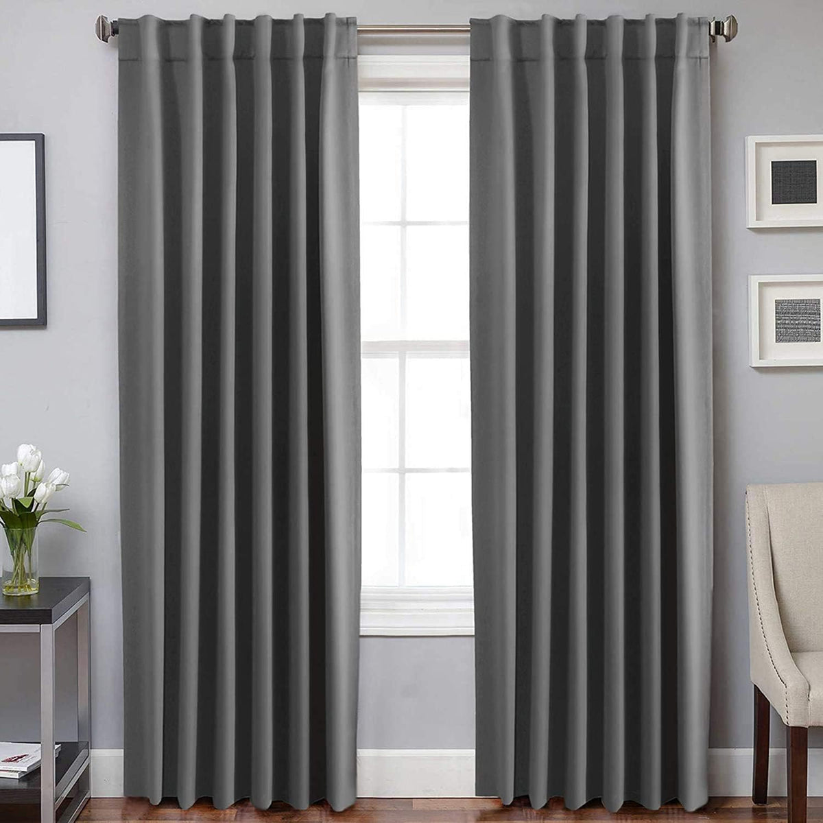 Smarcute Blockout Back Tab Solid Curtain - 2X 132x213cm