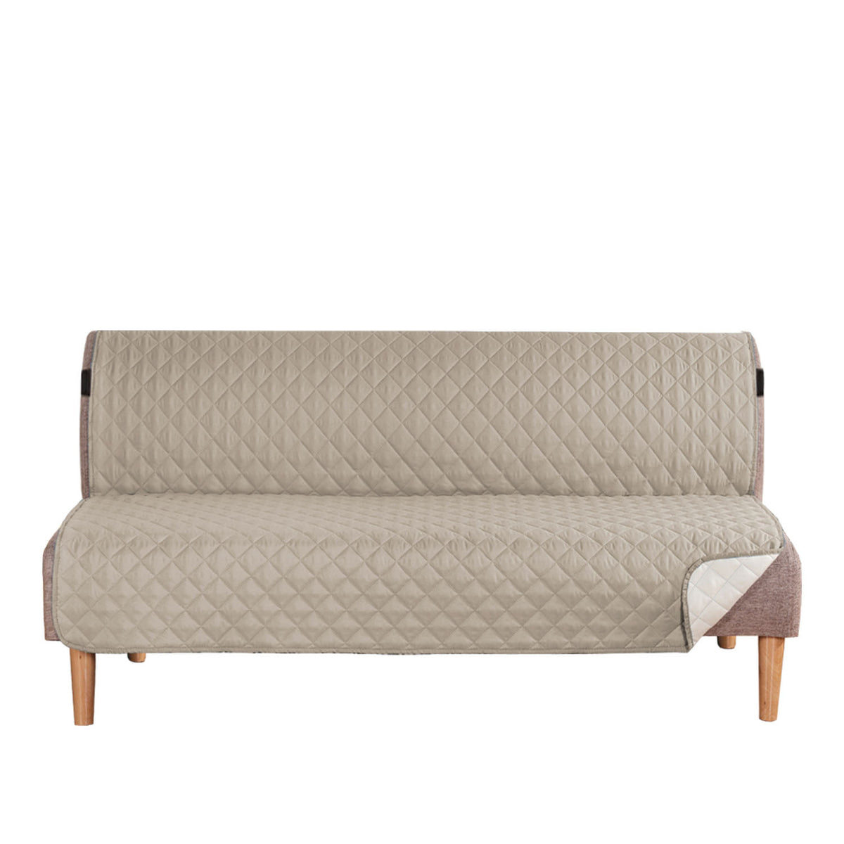 Smarcute 3 Seater Quilted Armless Futon Sofa Bed Cover Couch Cushion Cover