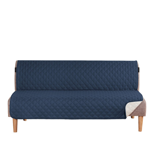 Smarcute 3 Seater Quilted Armless Futon Sofa Bed Cover Couch Cushion Cover