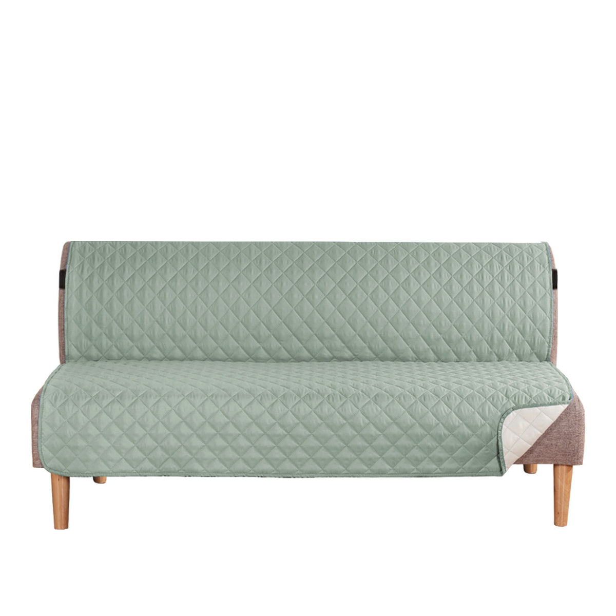 Smarcute 3 Seater Quilted Armless Futon Sofa Bed Cover Couch Cushion Cover
