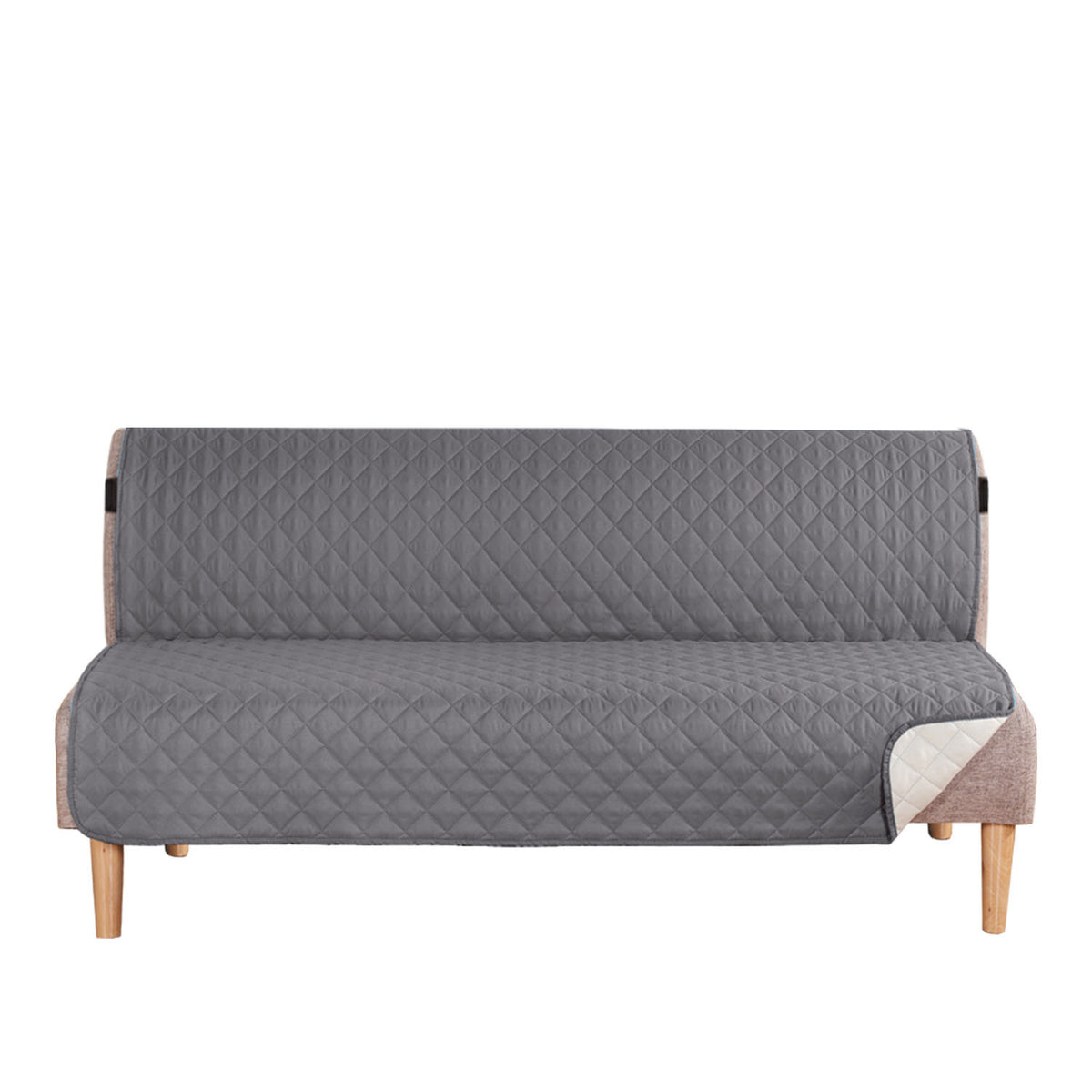 Smarcute 3 Seater Quilted Armless Futon Sofa Bed Cover Couch Cushion Cover
