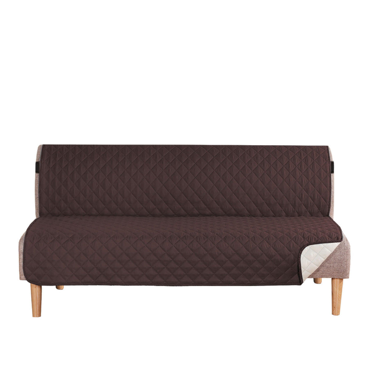 Smarcute 3 Seater Quilted Armless Futon Sofa Bed Cover Couch Cushion Cover