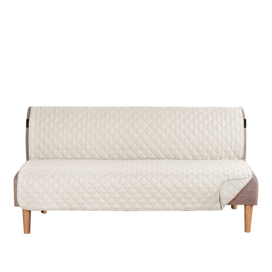 Smarcute 3 Seater Quilted Armless Futon Sofa Bed Cover Couch Cushion Cover