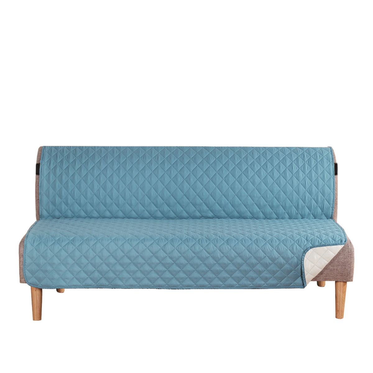 Smarcute 3 Seater Quilted Armless Futon Sofa Bed Cover Couch Cushion Cover