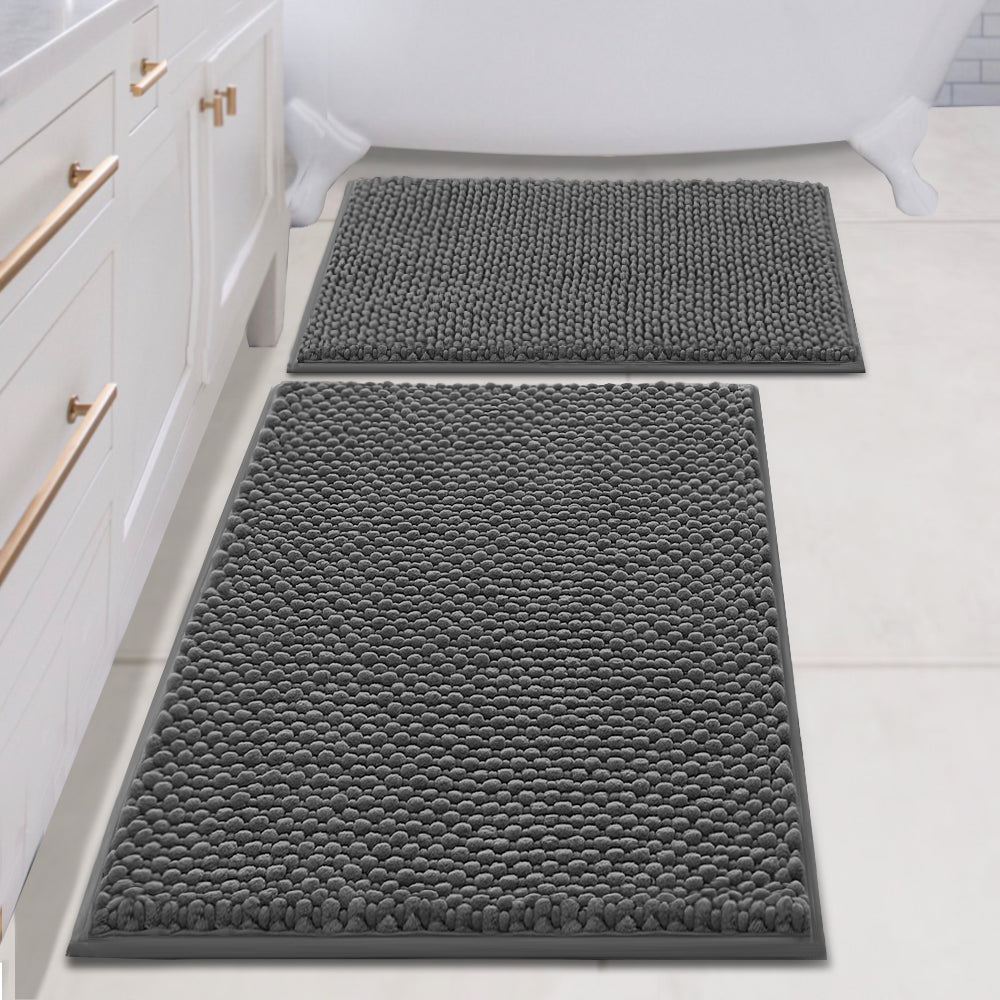 Smarcute Chenille Absorbent Bath Mat 2 Piece - 50x81cm & 43x61cm