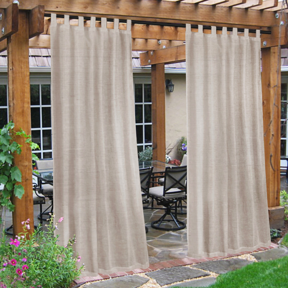 Smarcute Outdoor Linen Sheer Tab Top Curtain - 2X 132x213cm